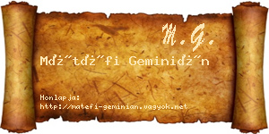 Mátéfi Geminián névjegykártya